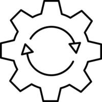 A gearwheel with arrows pointing to the left and right vector
