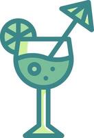 A drink with a lemon slice and umbrella vector