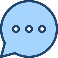 A blue speech bubble with three dots on it vector