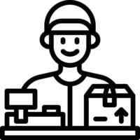 A man with a box and a box on his desk vector