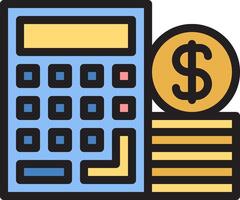 A calculator and stacks of money vector