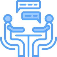 Two people sitting at a table with a speech bubble above them vector