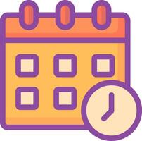 Calendar icon with clock and calendar vector