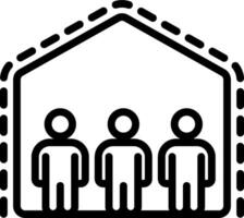 A black and white icon of three people in a house vector