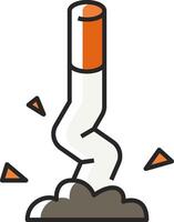 A cigarette with a broken stem and smoke coming out vector