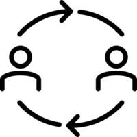 A circle with two people in it vector