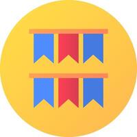 A yellow circle with three flags on it vector