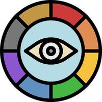 An eye in a circle with a rainbow colored circle vector