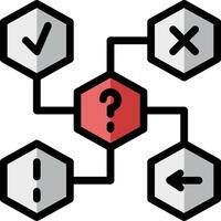 A hexagon with question mark and arrows vector
