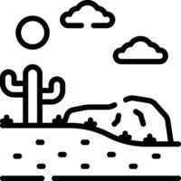 A desert landscape with a cactus and a mountain vector