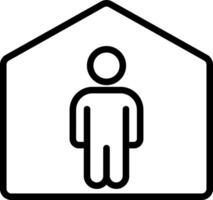 A black and white icon of a person in a house vector