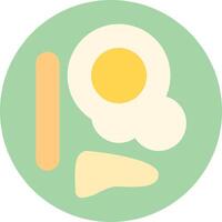 An egg, toast, and a slice of bread are shown in a green circle vector