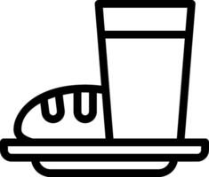 A black and white image of a glass of milk and bread vector