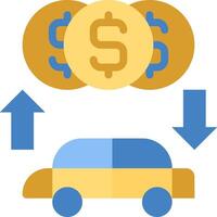 A car with a dollar sign and a dollar sign on it vector