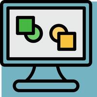 A computer monitor with two squares on it vector