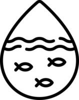 A black and white drawing of a drop with fish in it vector
