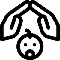 A black and white icon of a baby with hands vector
