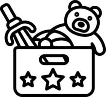 A teddy bear in a box with a sword and stars vector