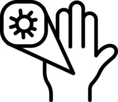 A hand with a sun and a hand pointing to it vector