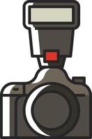 A camera with a flash light on it vector