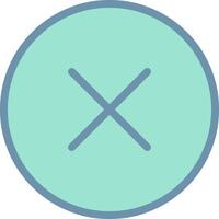 A cross icon in a blue circle vector