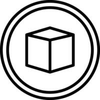 A black and white image of a cube in a circle vector