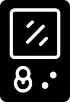 A black and white icon of a game console vector