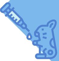 A blue bunny is holding an injection and a syringe vector
