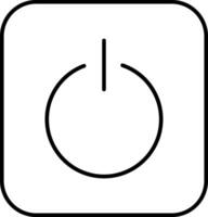 A black and white icon of a power button vector