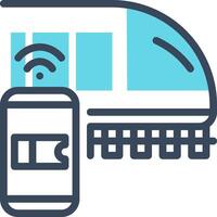 A train with a phone and a wifi signal vector