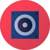 A blue speaker icon on a red circle vector
