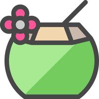 Coconut drink with straw and flower vector