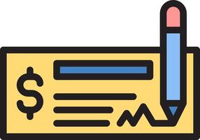 A check with a pen and dollar sign vector