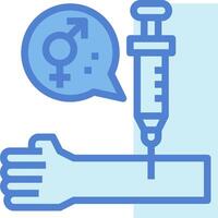 A syringe with a needle and a hand holding it vector