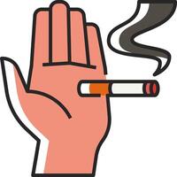 A hand holding a cigarette and a sign that says no smoking vector
