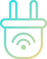 A wifi plug icon with a blue and green outline vector