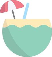 A coconut drink with an umbrella and straw vector
