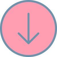 A pink circle with an arrow pointing down vector