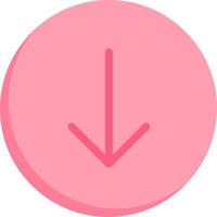 A pink circle with an arrow pointing down vector