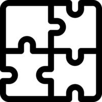 A black and white puzzle piece with four pieces vector