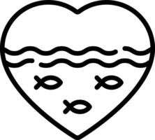 A heart with fish in it, with a line drawing of a fish vector