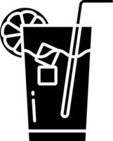 A black and white illustration of a drink with a slice of lemon vector