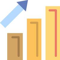 A graph with an arrow going up vector