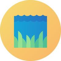A flat icon of a lake with grass and water vector