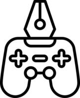 A black and white outline of a game controller vector