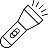 A flashlight is shown in a line drawing vector
