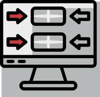 A computer monitor with arrows pointing to it vector