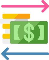 Money and coins with arrows pointing to the right vector
