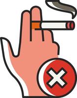A hand with a cigarette and a cross sign vector