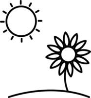 A sun and a flower are shown in this drawing vector